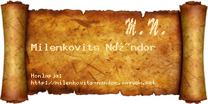 Milenkovits Nándor névjegykártya